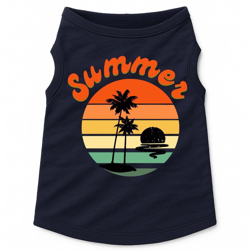 Summer Sunset Beach Retro Vacation Doggie Tank