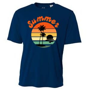 Summer Sunset Beach Retro Vacation Cooling Performance Crew T-Shirt