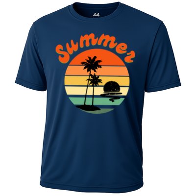 Summer Sunset Beach Retro Vacation Performance Shirt
