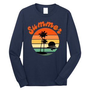 Summer Sunset Beach Retro Vacation Long Sleeve Shirt