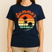 Summer Sunset Beach Retro Vacation T-Shirt
