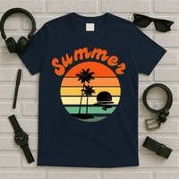 Summer Sunset Beach Retro Vacation T-Shirt