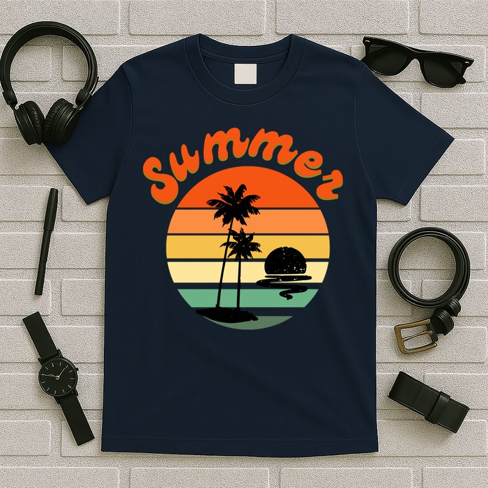 Summer Sunset Beach Retro Vacation T-Shirt