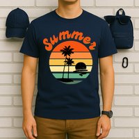Summer Sunset Beach Retro Vacation T-Shirt