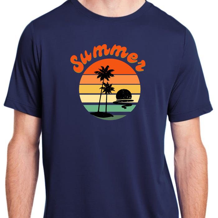 Summer Sunset Beach Retro Vacation Adult ChromaSoft Performance T-Shirt