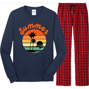 Summer Sunset Beach Retro Vacation Long Sleeve Pajama Set