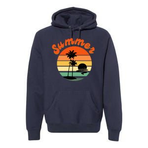 Summer Sunset Beach Retro Vacation Premium Hoodie