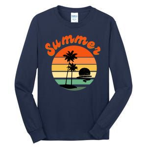 Summer Sunset Beach Retro Vacation Tall Long Sleeve T-Shirt