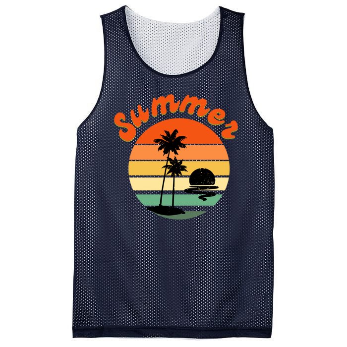 Summer Sunset Beach Retro Vacation Mesh Reversible Basketball Jersey Tank