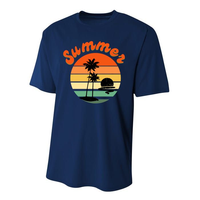 Summer Sunset Beach Retro Vacation Performance Sprint T-Shirt