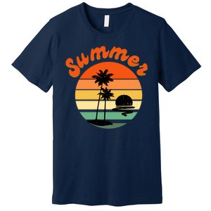 Summer Sunset Beach Retro Vacation Premium T-Shirt