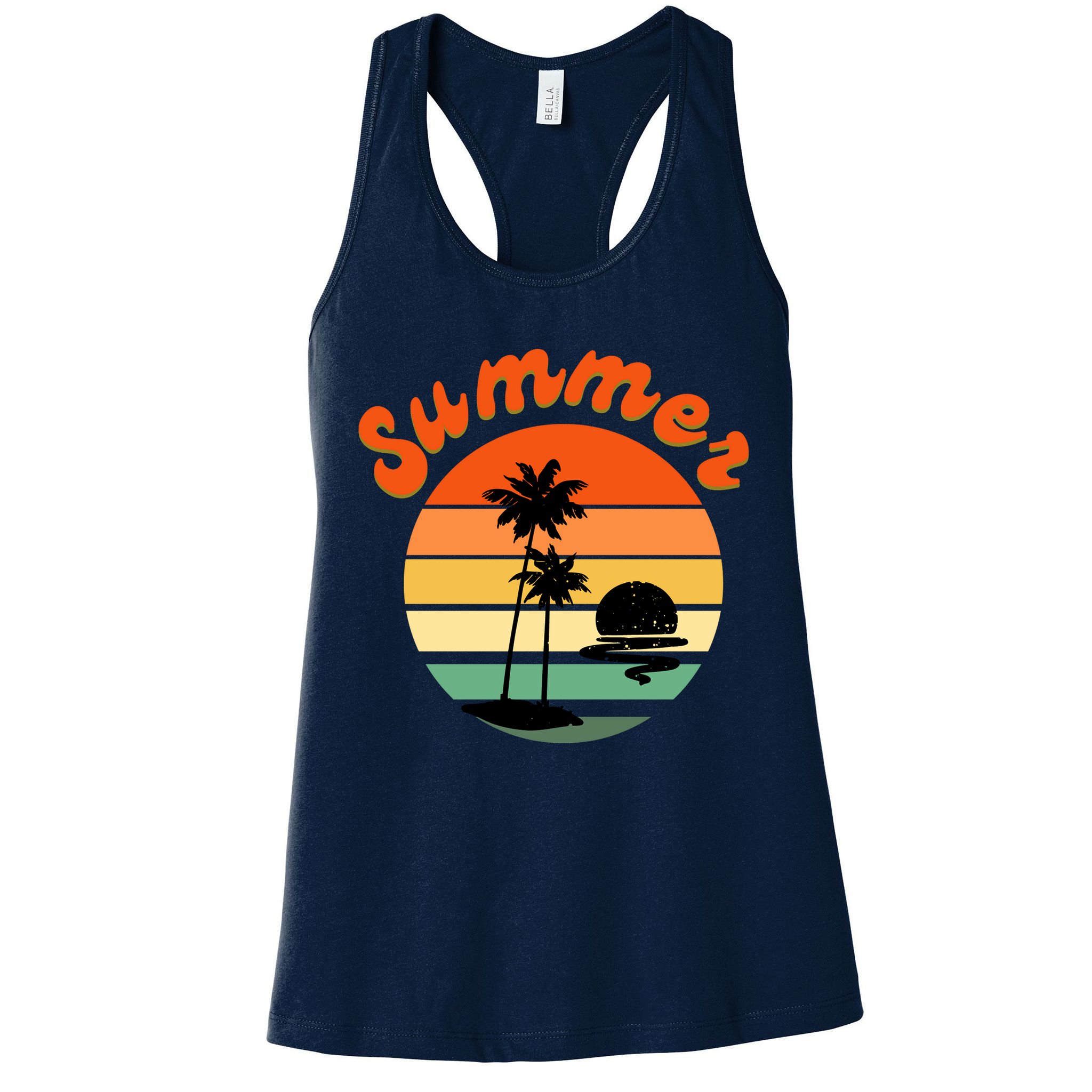 Summer Sunset Beach Retro Vacation Womens Tank Top