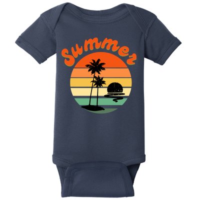 Summer Sunset Beach Retro Vacation Baby Bodysuit