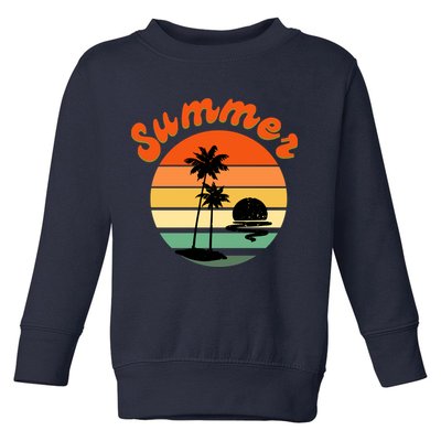 Summer Sunset Beach Retro Vacation Toddler Sweatshirt