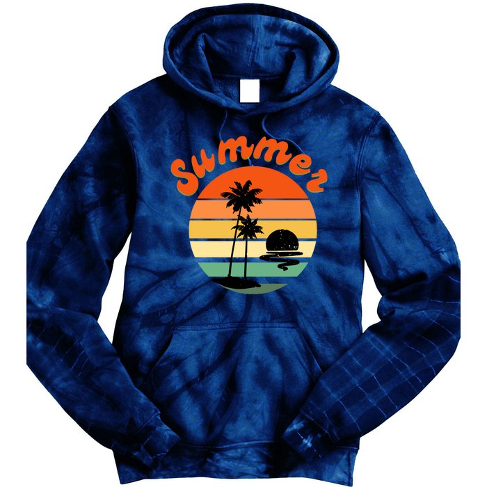 Summer Sunset Beach Retro Vacation Tie Dye Hoodie