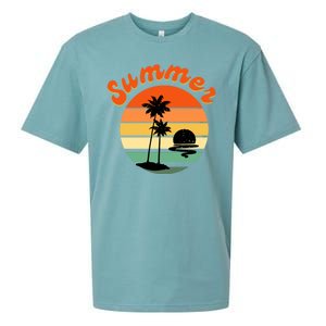 Summer Sunset Beach Retro Vacation Sueded Cloud Jersey T-Shirt