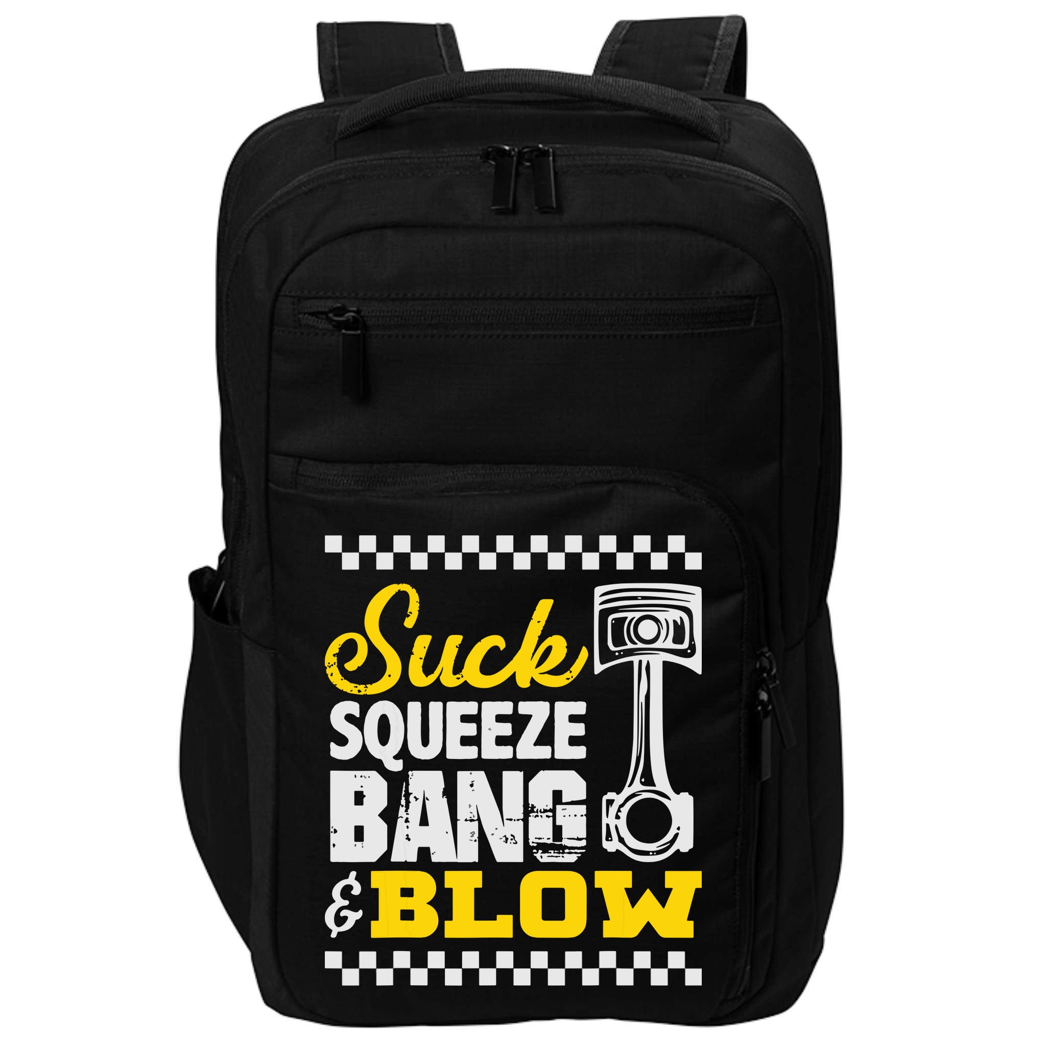 Suck Squeeze Bang Blow Car Lovers Impact Tech Backpack