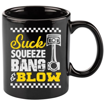 Suck Squeeze Bang Blow Car Lovers 11oz C Handle Ceramic Mug