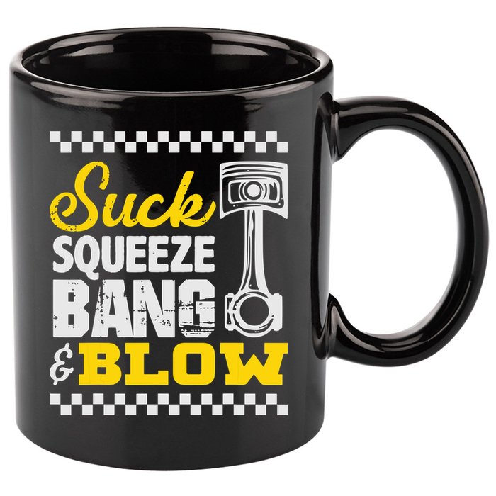 Suck Squeeze Bang Blow Car Lovers 11oz C Handle Ceramic Mug