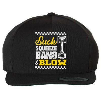 Suck Squeeze Bang Blow Car Lovers Wool Snapback Cap