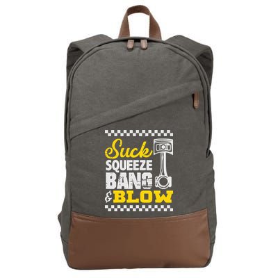 Suck Squeeze Bang Blow Car Lovers Cotton Canvas Backpack