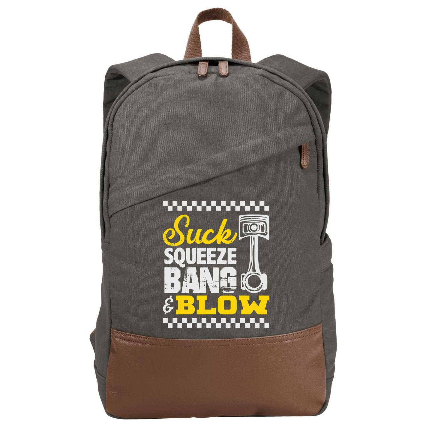 Suck Squeeze Bang Blow Car Lovers Cotton Canvas Backpack