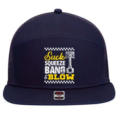 Suck Squeeze Bang Blow Car Lovers 7 Panel Mesh Trucker Snapback Hat