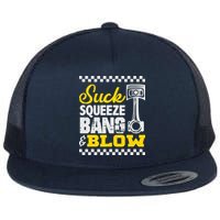 Suck Squeeze Bang Blow Car Lovers Flat Bill Trucker Hat