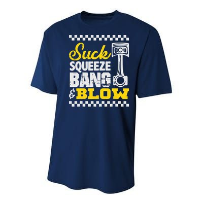 Suck Squeeze Bang Blow Car Lovers Youth Performance Sprint T-Shirt