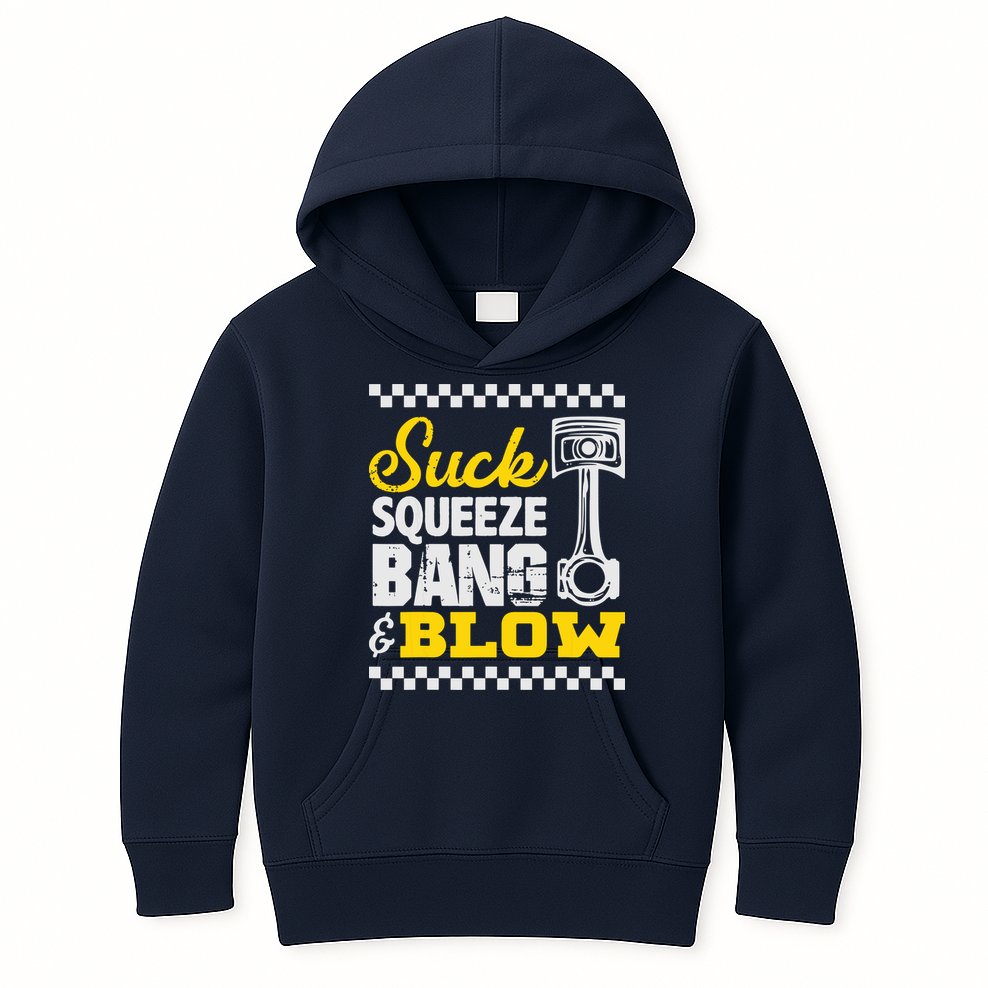 Suck Squeeze Bang Blow Car Lovers Kids Hoodie