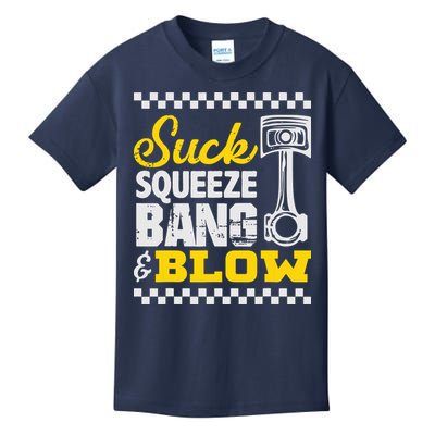 Suck Squeeze Bang Blow Car Lovers Kids T-Shirt