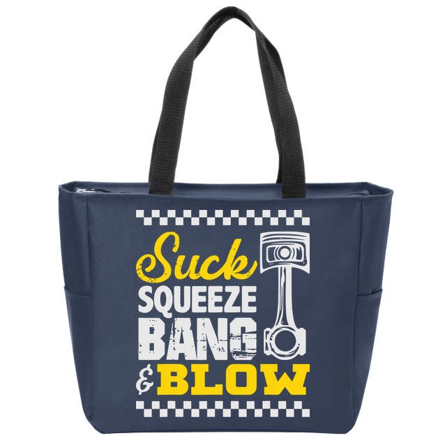 Suck Squeeze Bang Blow Car Lovers Zip Tote Bag
