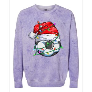 Santa Soccer Ball Sports Design- Christmas Soccer Player Colorblast Crewneck Sweatshirt