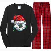 Santa Soccer Ball Sports Design- Christmas Soccer Player Long Sleeve Pajama Set