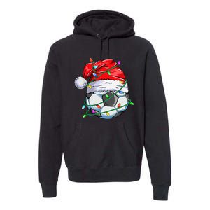 Santa Soccer Ball Sports Design- Christmas Soccer Player Premium Hoodie