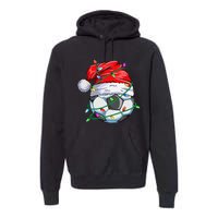 Santa Soccer Ball Sports Design- Christmas Soccer Player Premium Hoodie