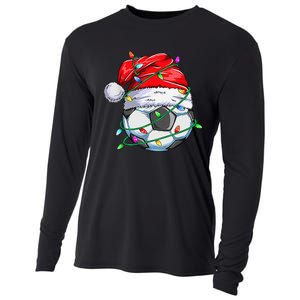 Santa Soccer Ball Sports Design- Christmas Soccer Player Cooling Performance Long Sleeve Crew