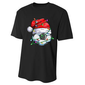 Santa Soccer Ball Sports Design- Christmas Soccer Player Performance Sprint T-Shirt