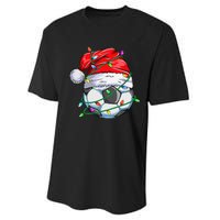 Santa Soccer Ball Sports Design- Christmas Soccer Player Performance Sprint T-Shirt