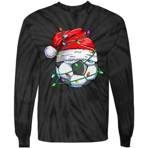 Santa Soccer Ball Sports Design- Christmas Soccer Player Tie-Dye Long Sleeve Shirt