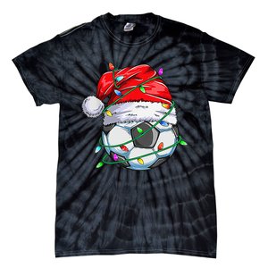 Santa Soccer Ball Sports Design- Christmas Soccer Player Tie-Dye T-Shirt