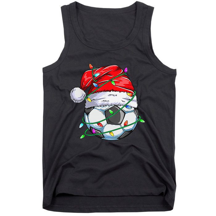 Santa Soccer Ball Sports Design- Christmas Soccer Player Tank Top