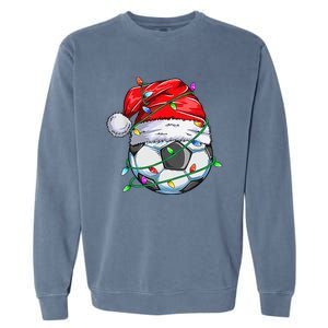 Santa Soccer Ball Sports Design- Christmas Soccer Player Garment-Dyed Sweatshirt