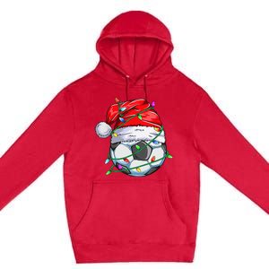 Santa Soccer Ball Sports Design- Christmas Soccer Player Premium Pullover Hoodie