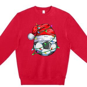 Santa Soccer Ball Sports Design- Christmas Soccer Player Premium Crewneck Sweatshirt