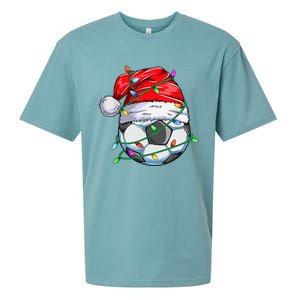 Santa Soccer Ball Sports Design- Christmas Soccer Player Sueded Cloud Jersey T-Shirt