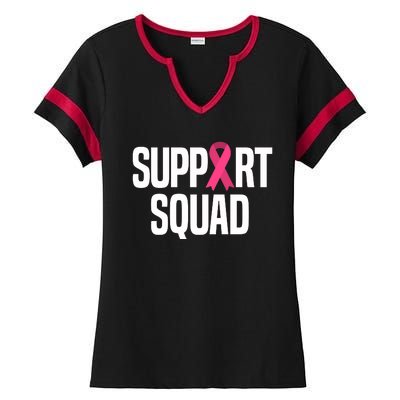 Support Squad Breast Cancer Awareness Ribbon Ladies Halftime Notch Neck Tee