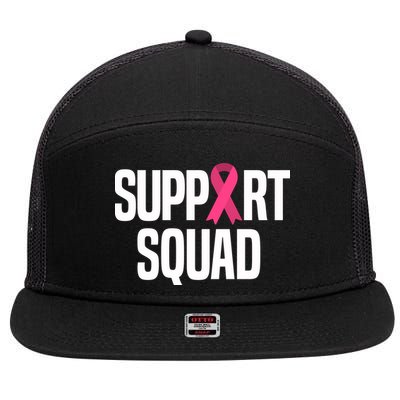 Support Squad Breast Cancer Awareness Ribbon 7 Panel Mesh Trucker Snapback Hat