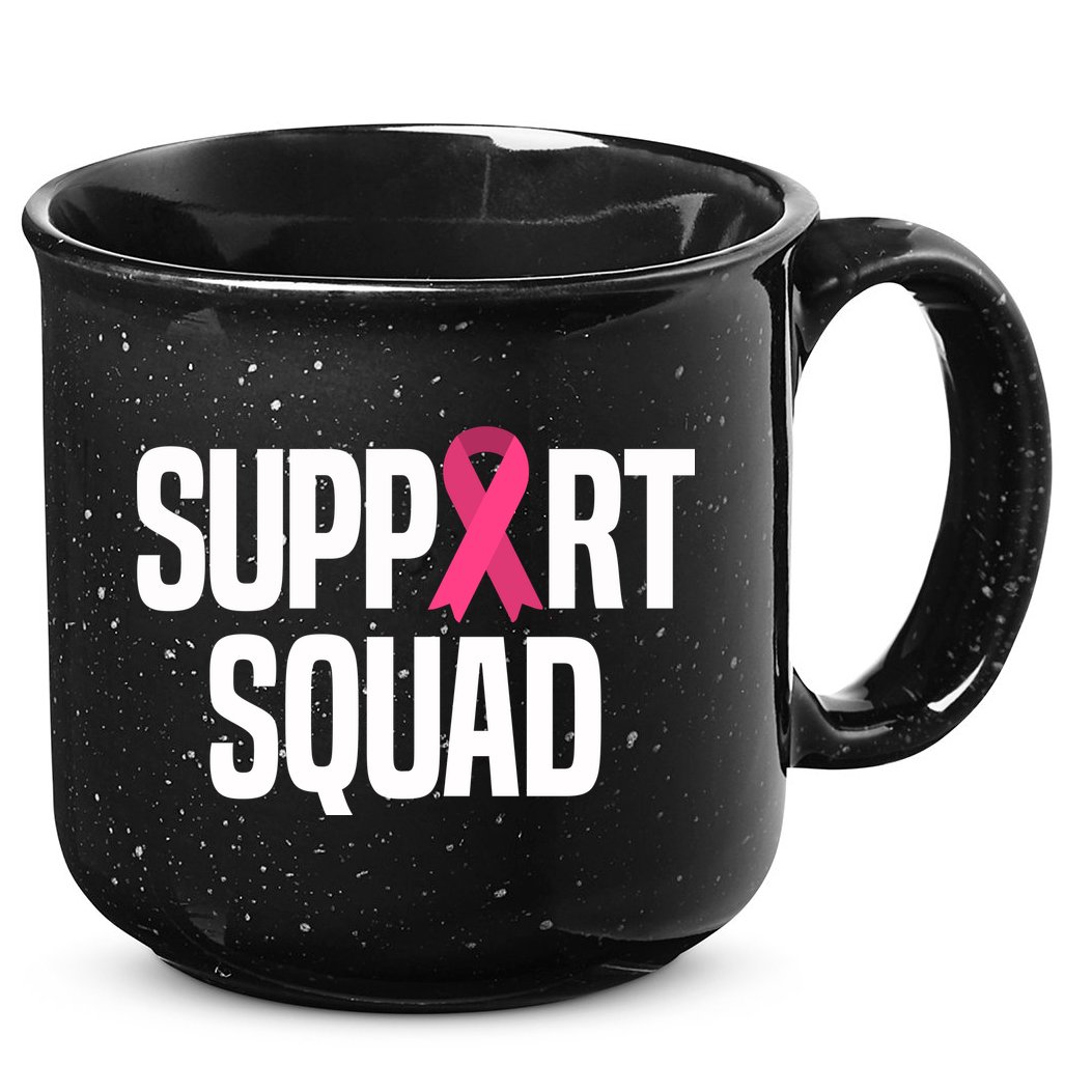Support Squad Breast Cancer Awareness Ribbon 15oz Campfire Ceramic Mug