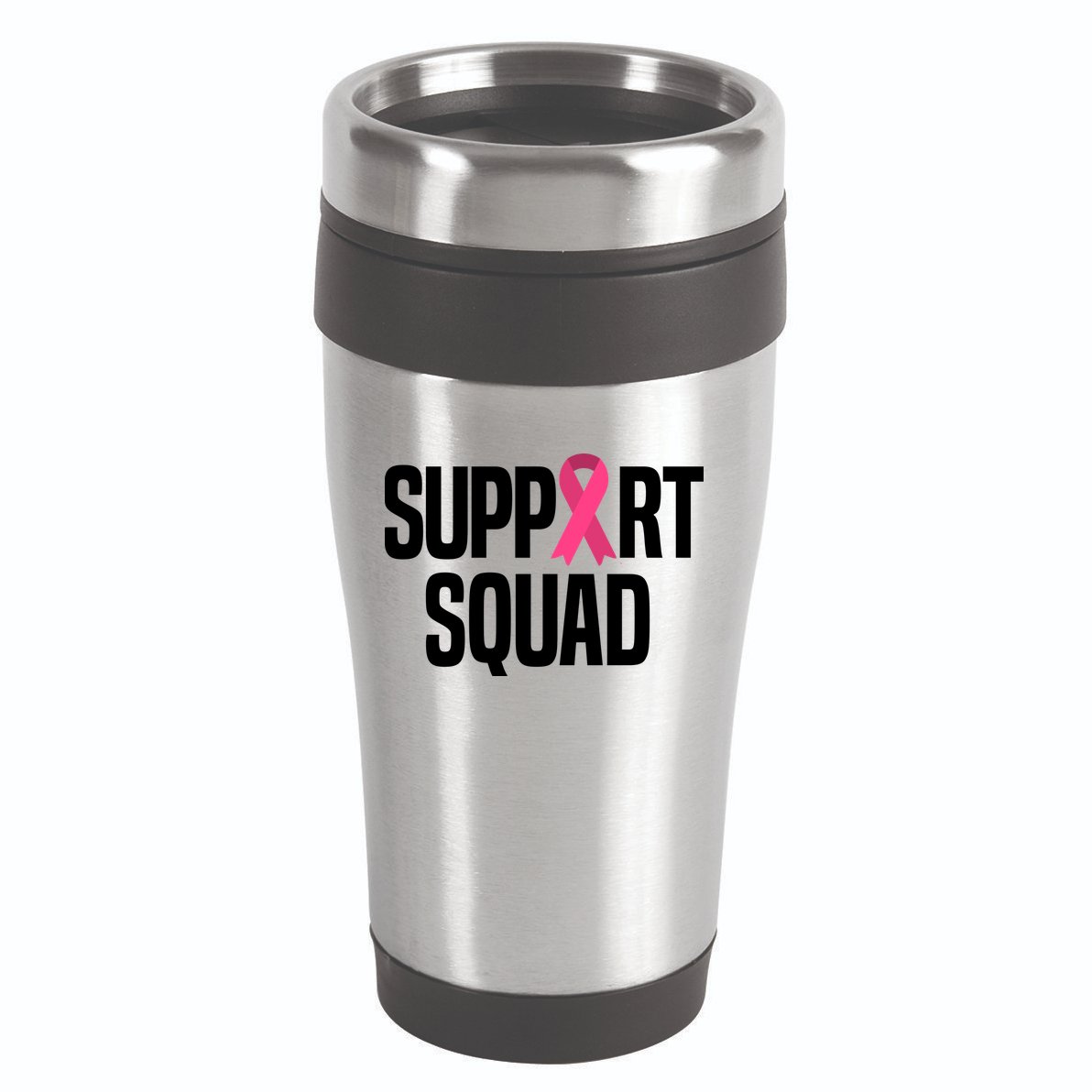 Support Squad Breast Cancer Awareness Ribbon 16oz Travel Tumbler